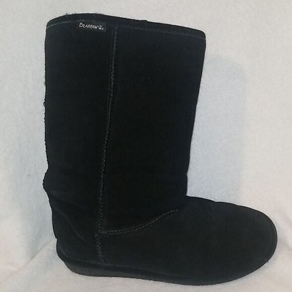 BEARPAW BLACK SUEDE EMMA TALL BOOTS - Picture 1 of 8